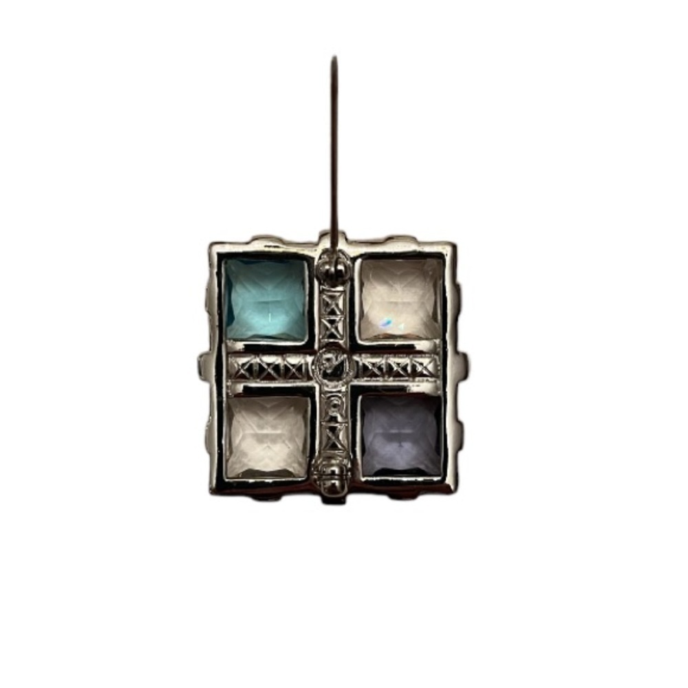 Swarovski Crystal Multi-Colored Square Design Brooch - Picture 2 of 2